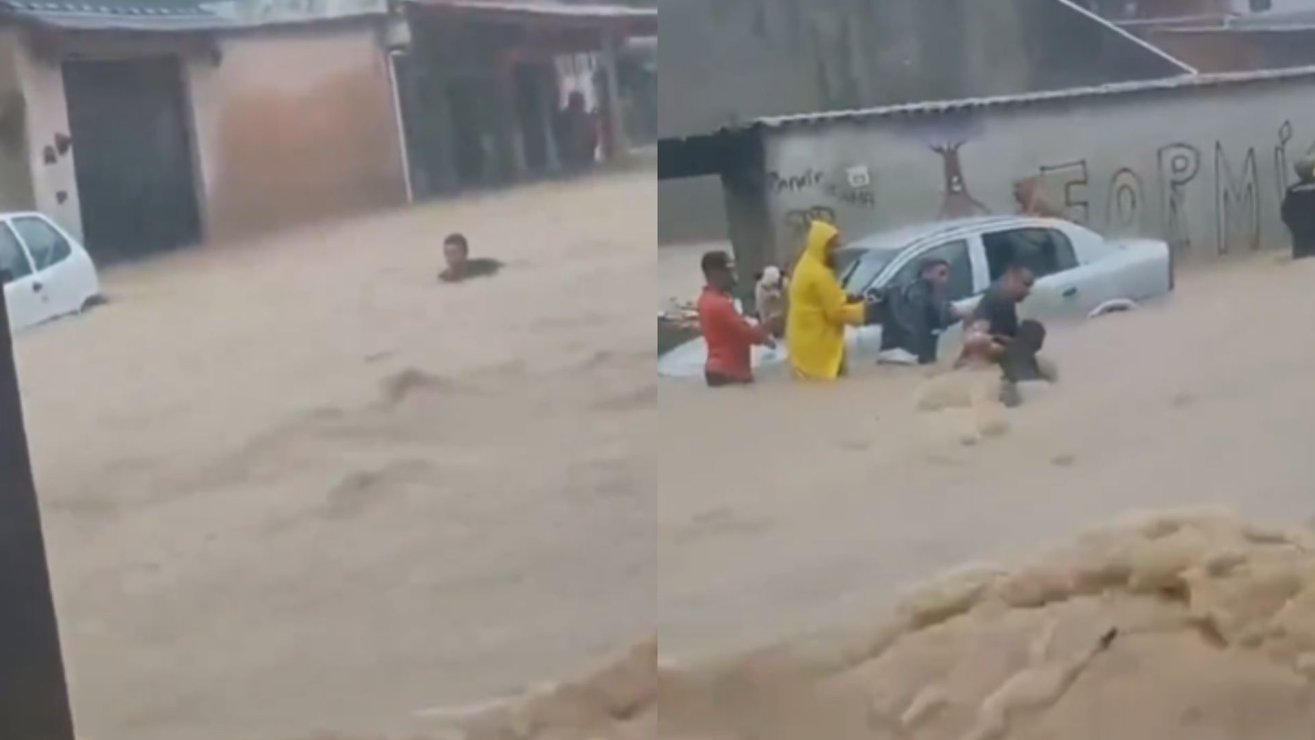 Homem arrastado por enchente é salvo por correntes humanas em Paraty