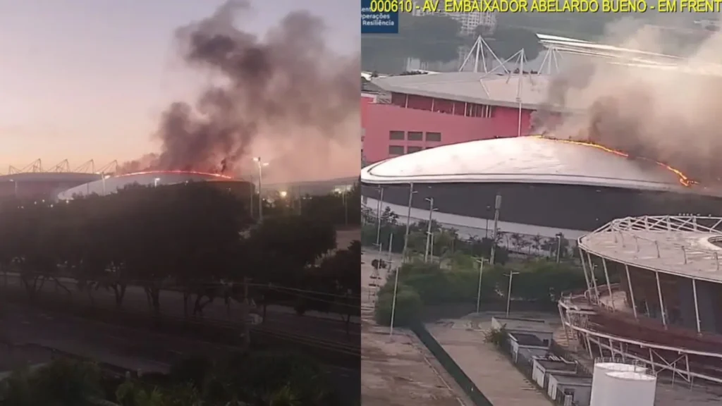 Incêndio atinge Velódromo do Parque Olímpico e causa danos significativos