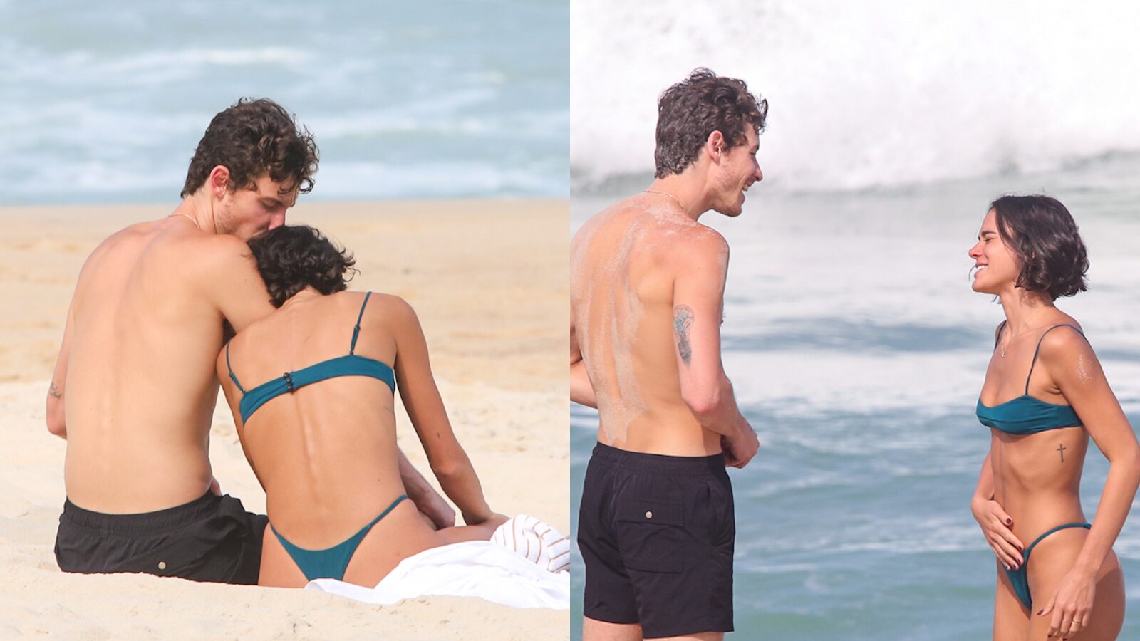 Shawn Mendes e Bruna Marquezine aproveitam praia no RJ