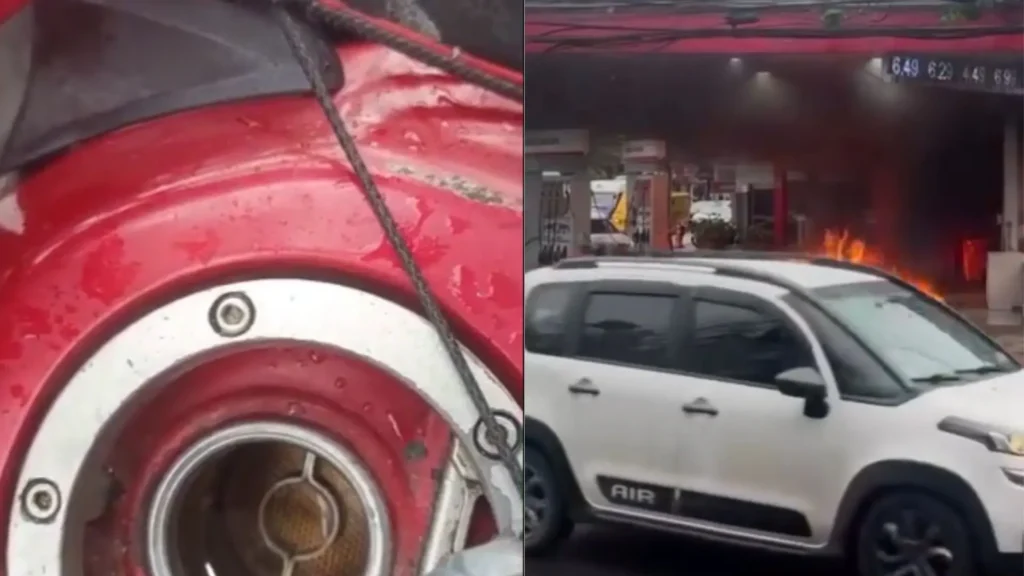 Homem diz ter recebido gasolina adulterada e incendeia posto no Rio