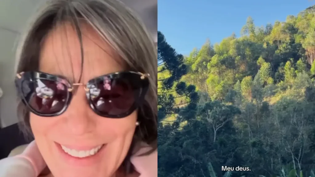 Glória Pires visita sítio ecológico de Cleo e se encanta com a natureza