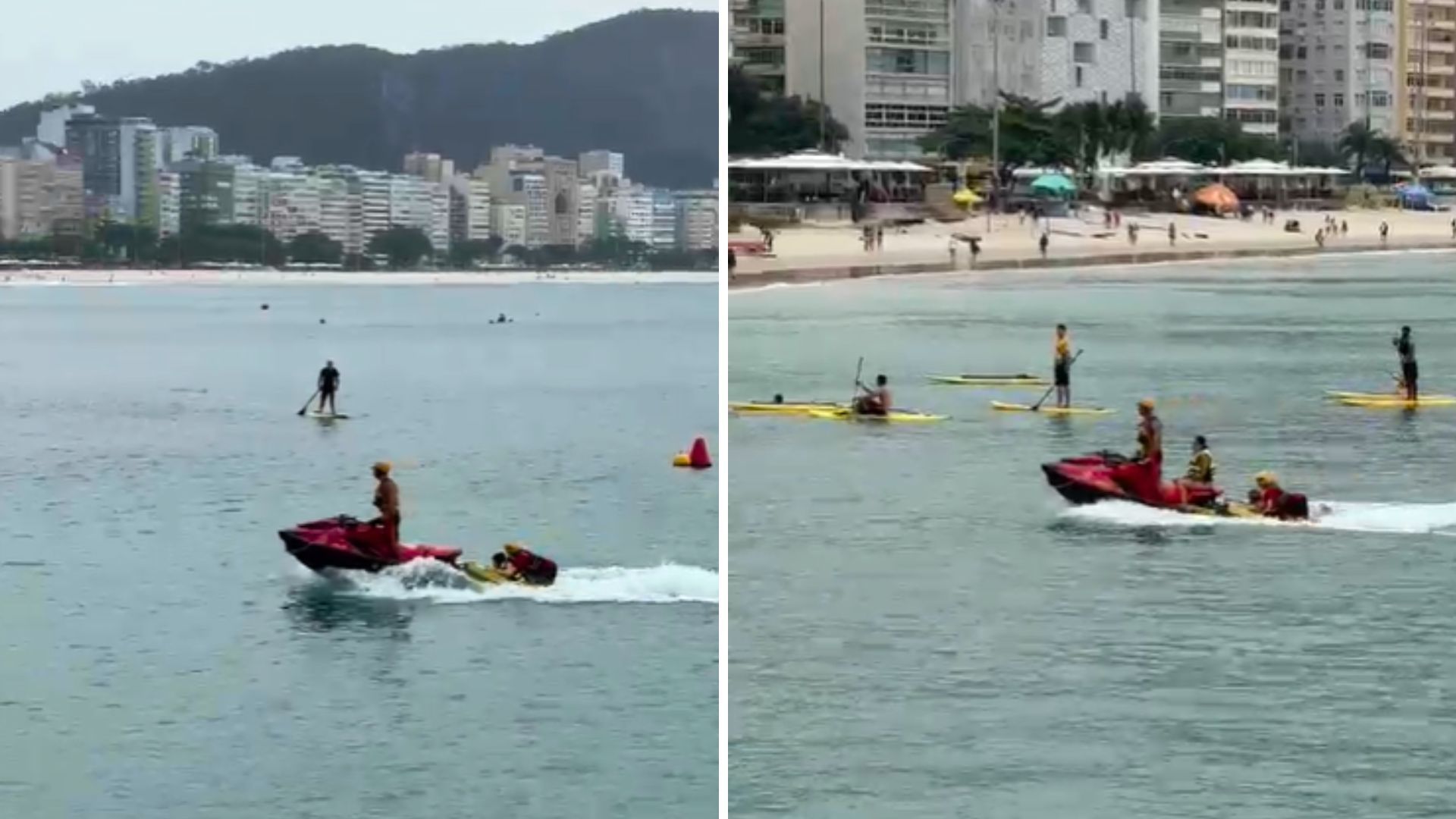 Praticantes de stand up paddle são socorridos em Copacabana