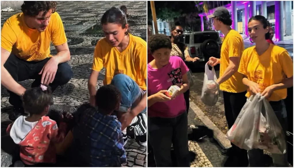 Bruna Marquezine e Shawn Mendes ajudam comunidades no RJ com quentinhas
