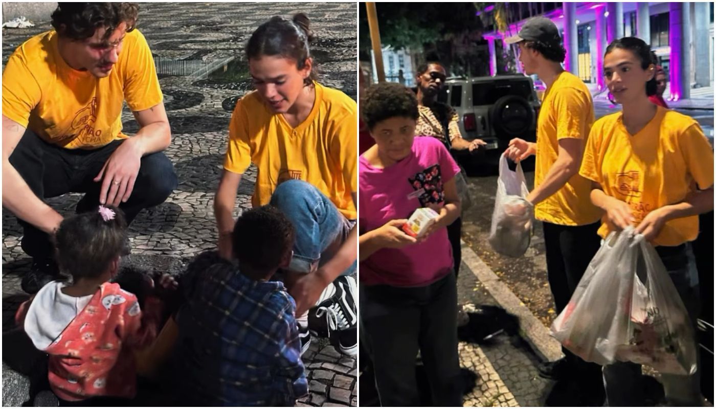 Bruna Marquezine e Shawn Mendes ajudam comunidades no RJ com quentinhas