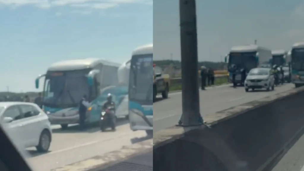 Criminosos atacam ônibus de excursão com crianças na Linha Vermelha