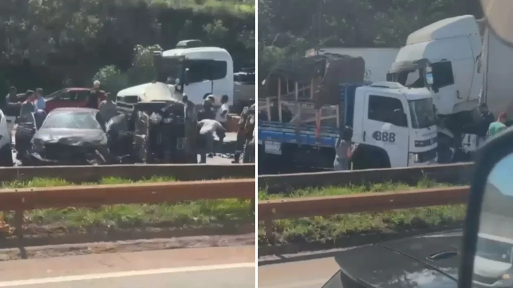 Carreta perde o freio e atinge 20 veículos na BR-040, em MG