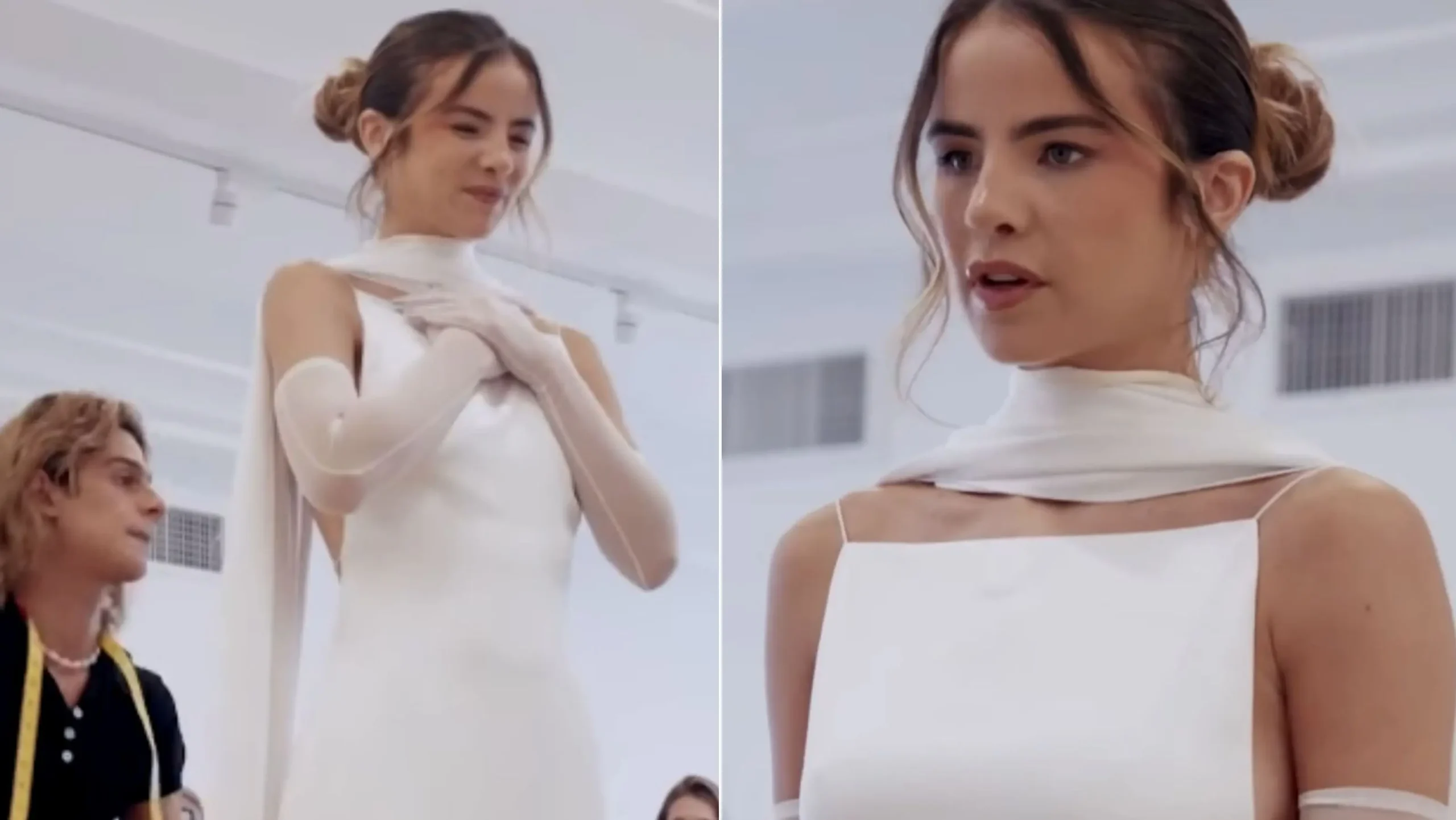 Giulia Be mostra prova final de vestido de casamento deslumbrante