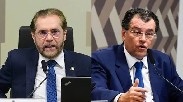 Senadores Plínio Valério e Eduardo Braga discursando no Senado